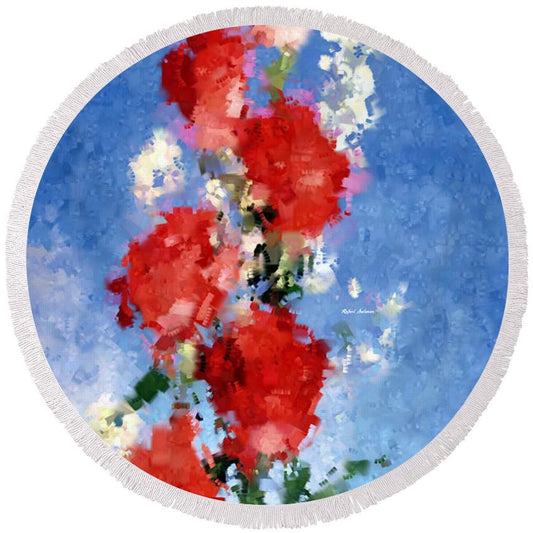 Round Beach Towel - Abstract Flower 0792