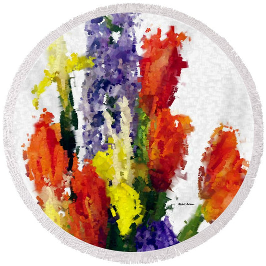 Round Beach Towel - Abstract Flower 0801