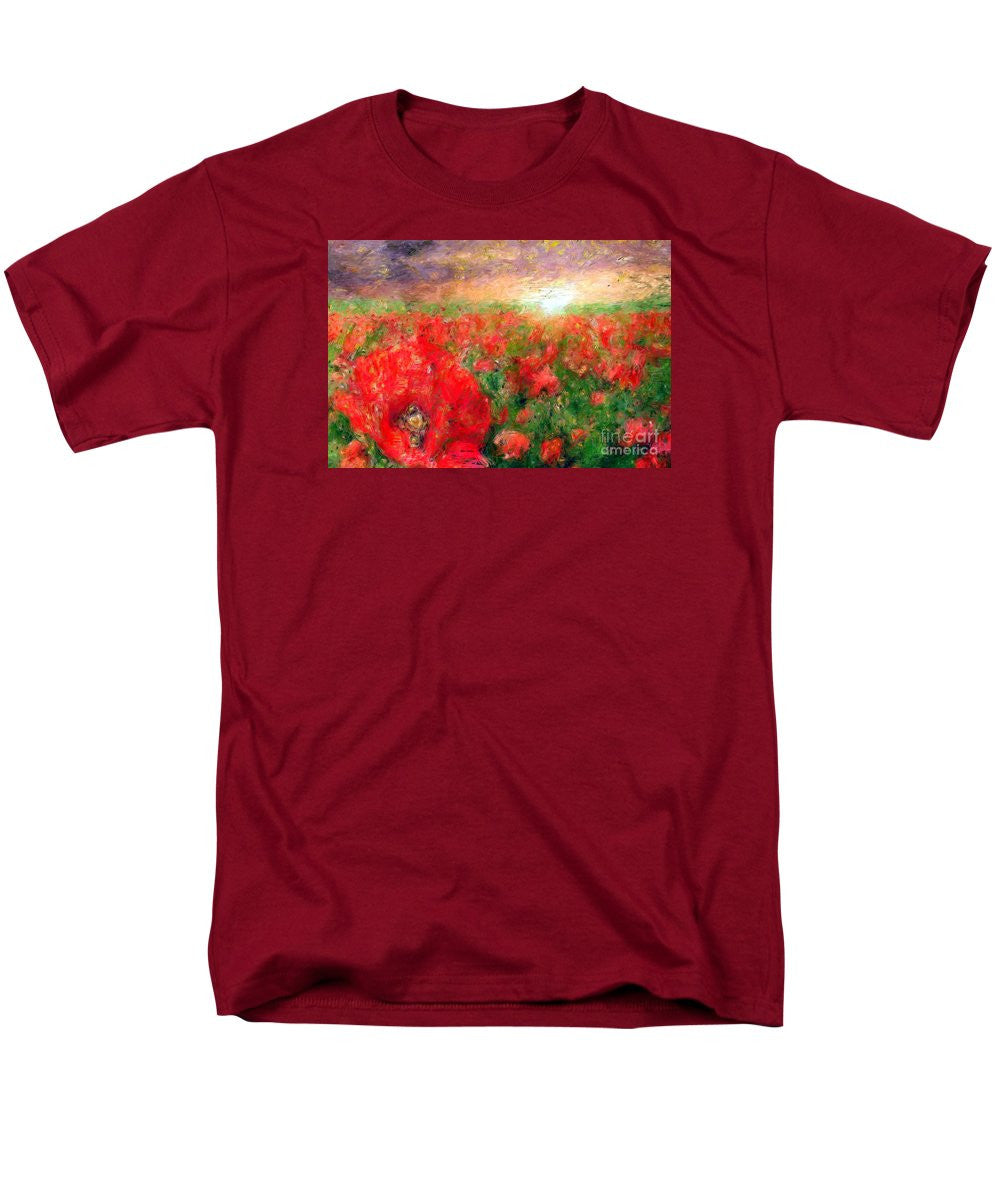 Men's T-Shirt  (Regular Fit) - Abstract Landscape Of Red Poppies