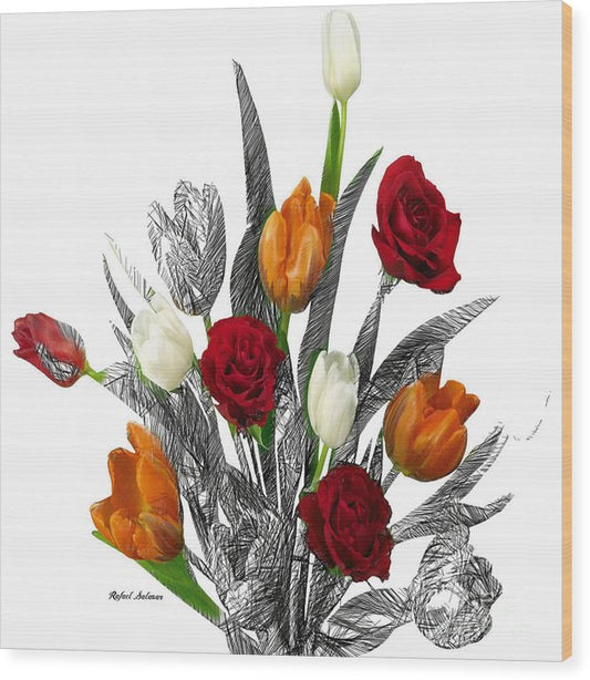 Flower Bouquet - Wood Print