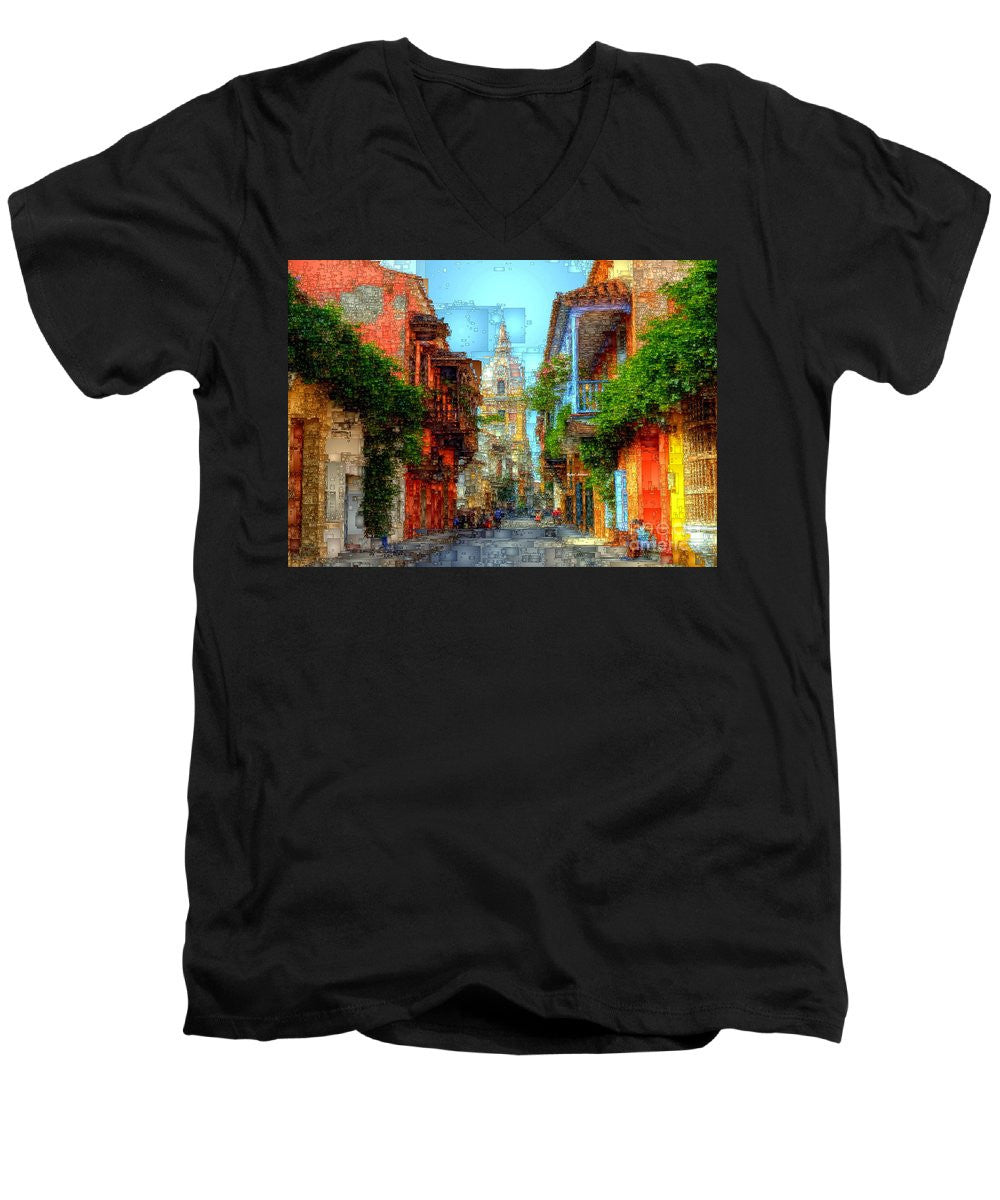 Men's V-Neck T-Shirt - Heroic City, Cartagena De Indias Colombia