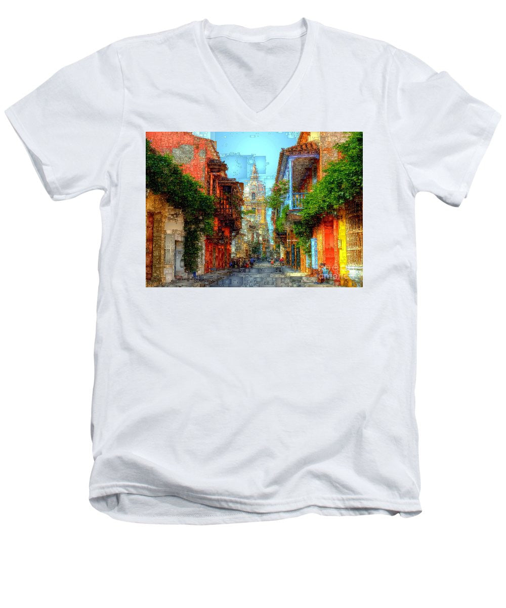 Men's V-Neck T-Shirt - Heroic City, Cartagena De Indias Colombia
