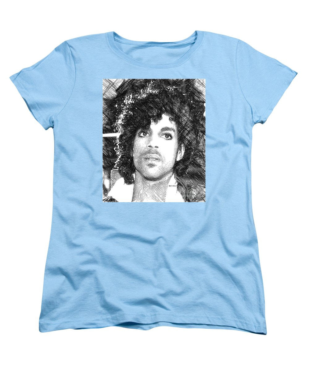 Women's T-Shirt (Standard Cut) - Prince - Tribute Sketch In Black And White 3