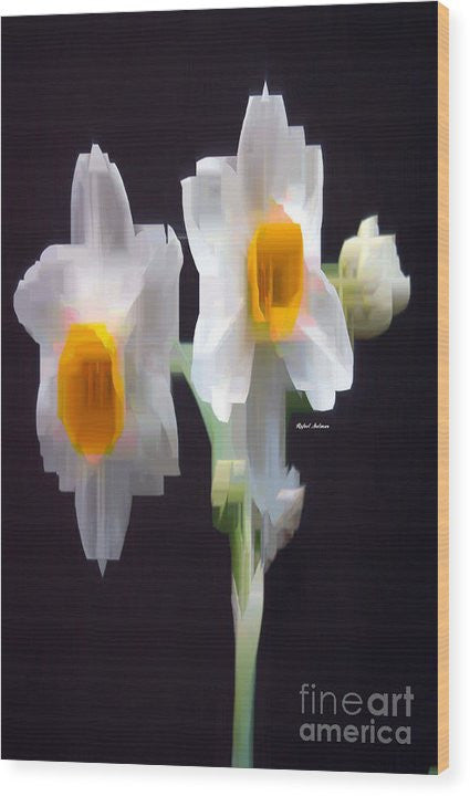 Wood Print - White And Yellow Flower