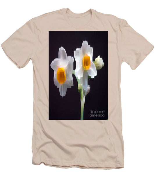 Men's T-Shirt (Slim Fit) - White And Yellow Flower