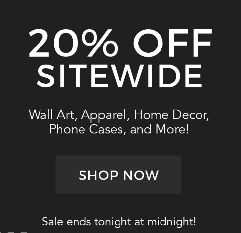 20% Off sitewide Order now till midnight