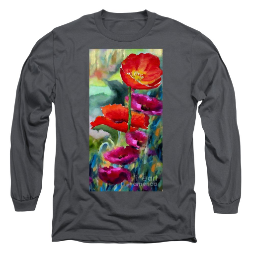 Poppies in Watercolor by Rafael Salazar - Long Sleeve t-shirt