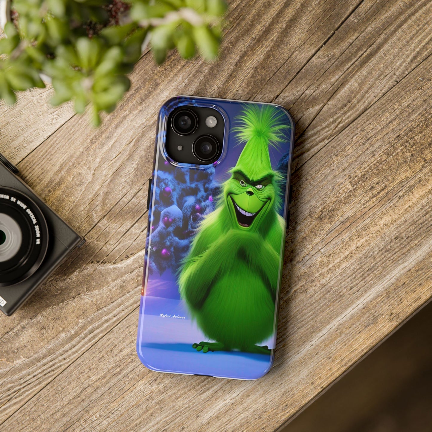 Tough Phone Cases - Scheming Green in Holiday Bliss, Grinch Phone Case, Protective Phone Cover, Festive Green Phone Accessory, Christmas