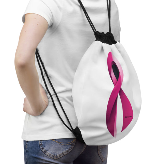 Pink Ribbon Drawstring Bag for Breast Cancer Awareness