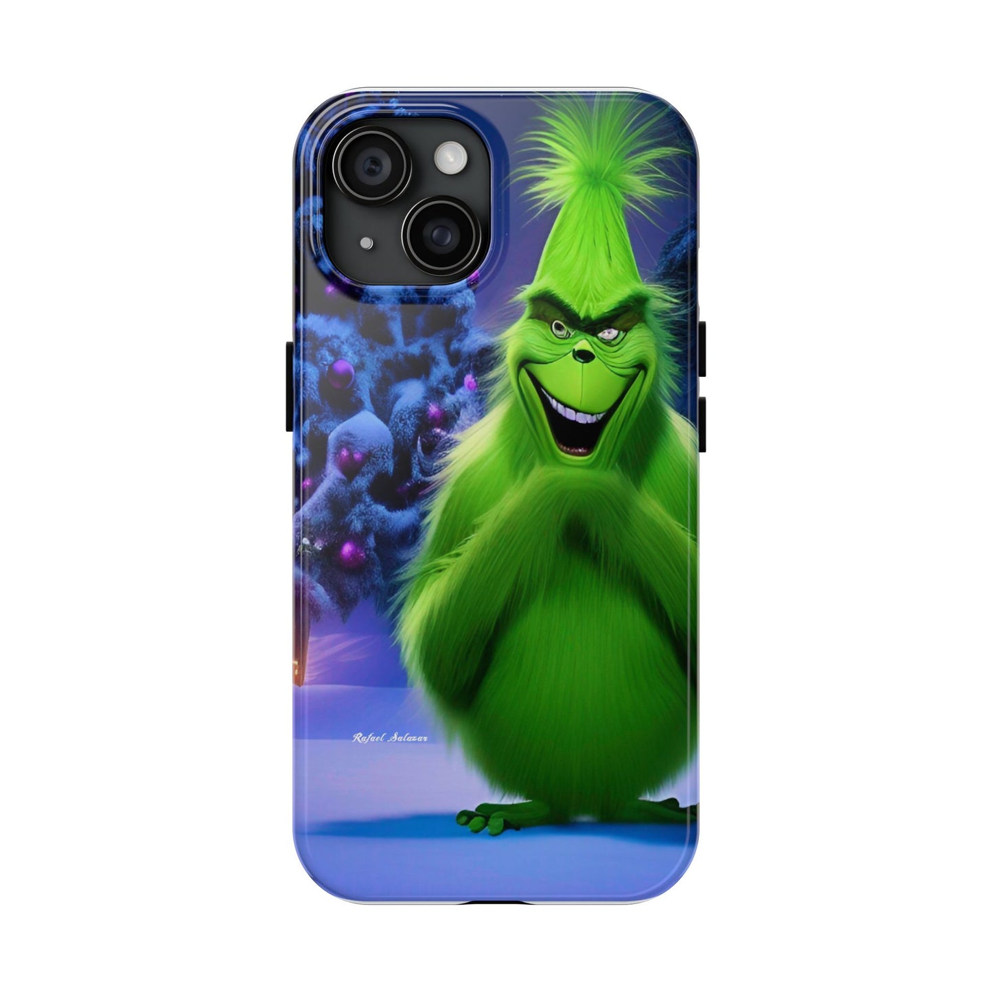 Tough Phone Cases - Scheming Green in Holiday Bliss, Grinch Phone Case, Protective Phone Cover, Festive Green Phone Accessory, Christmas