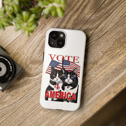 Phone Cases - Black Cats Americana Vote 4 America Design