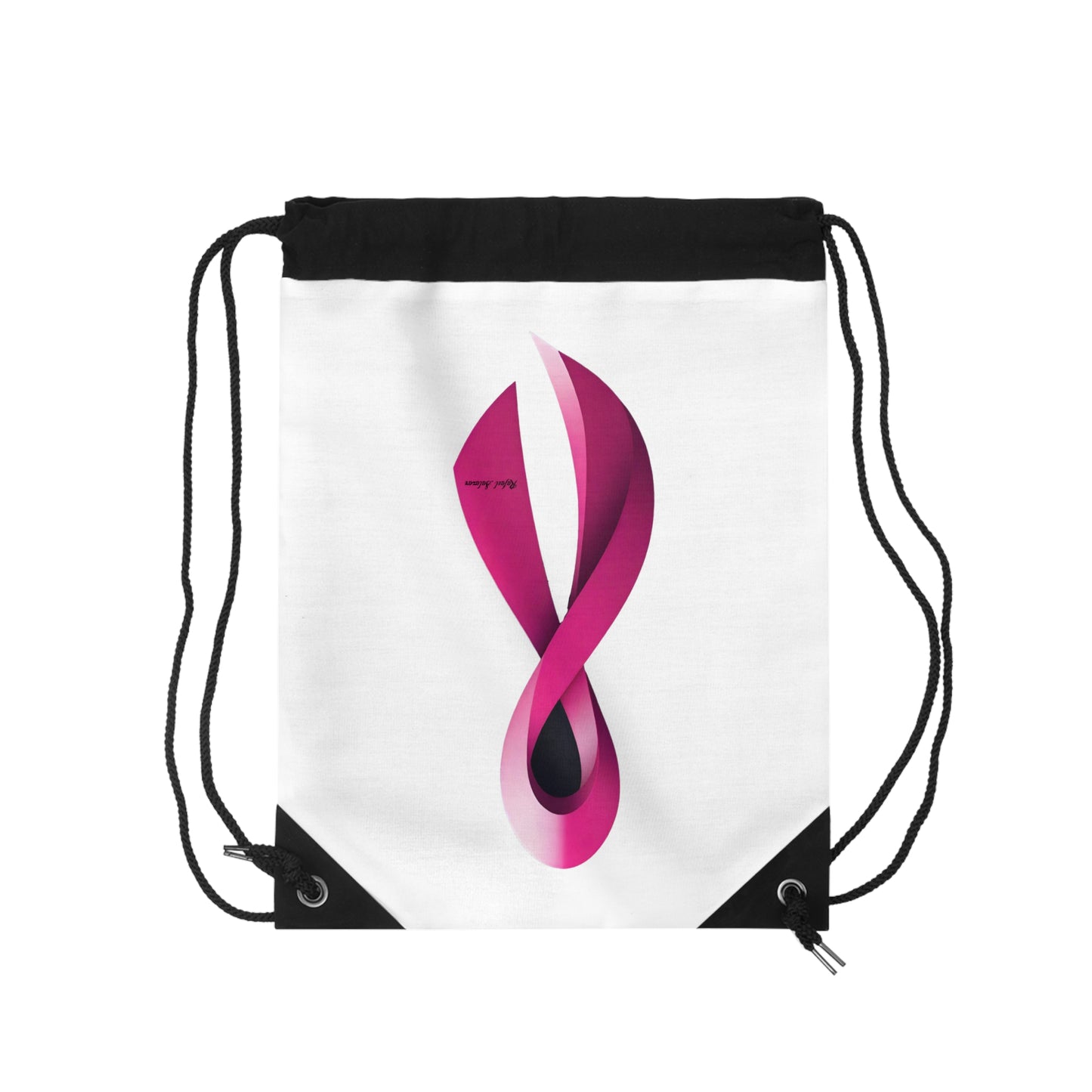 Pink Ribbon Drawstring Bag for Breast Cancer Awareness