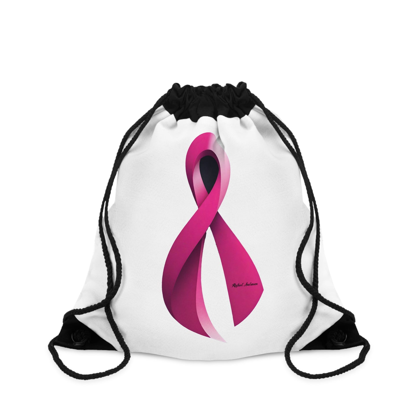 Pink Ribbon Drawstring Bag for Breast Cancer Awareness