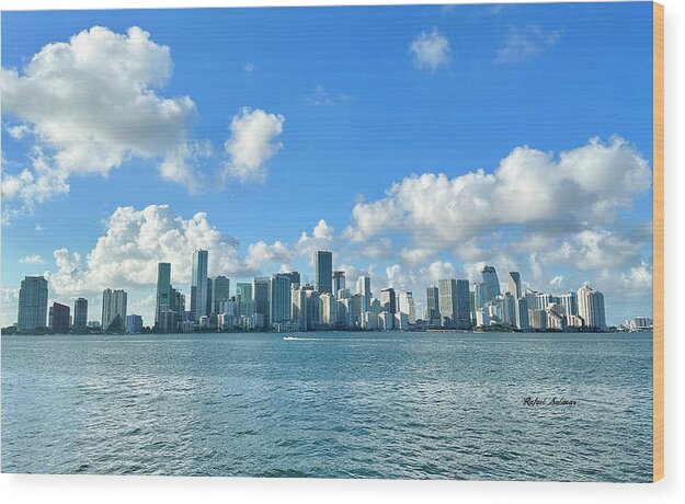 Brickell Bay from Key Biscayne Florida - Wood Print