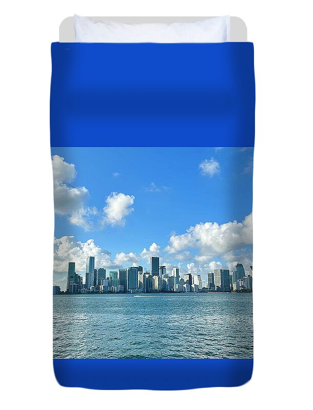 Brickell Bay from Key Biscayne Florida - Duvet Cover