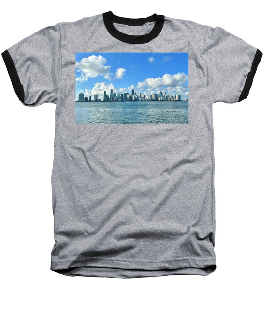 Brickell Bay from Key Biscayne Florida - Baseball T-Shirt