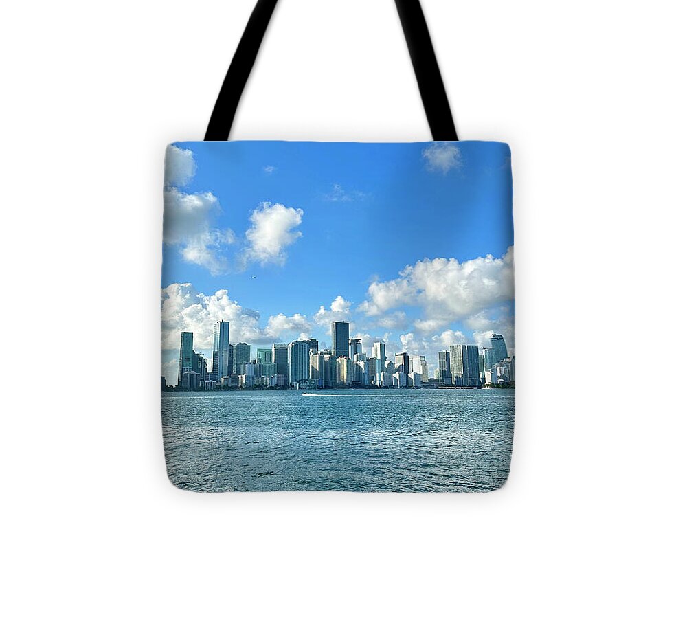 Brickell Bay from Key Biscayne Florida - Tote Bag