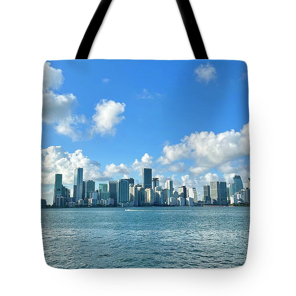 Brickell Bay from Key Biscayne Florida - Tote Bag