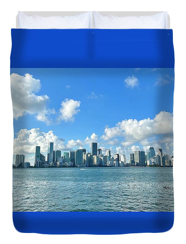 Brickell Bay from Key Biscayne Florida - Duvet Cover