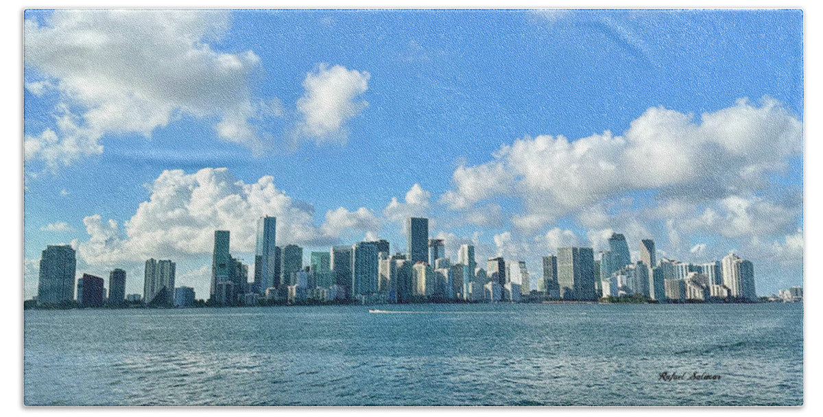 Brickell Bay depuis Key Biscayne en Floride - Serviette de plage