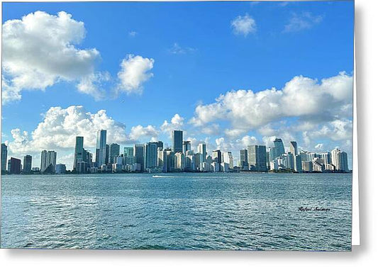 Brickell Bay from Key Biscayne Florida - Greeting Card