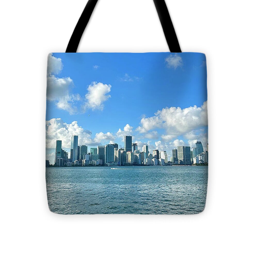 Brickell Bay from Key Biscayne Florida - Tote Bag