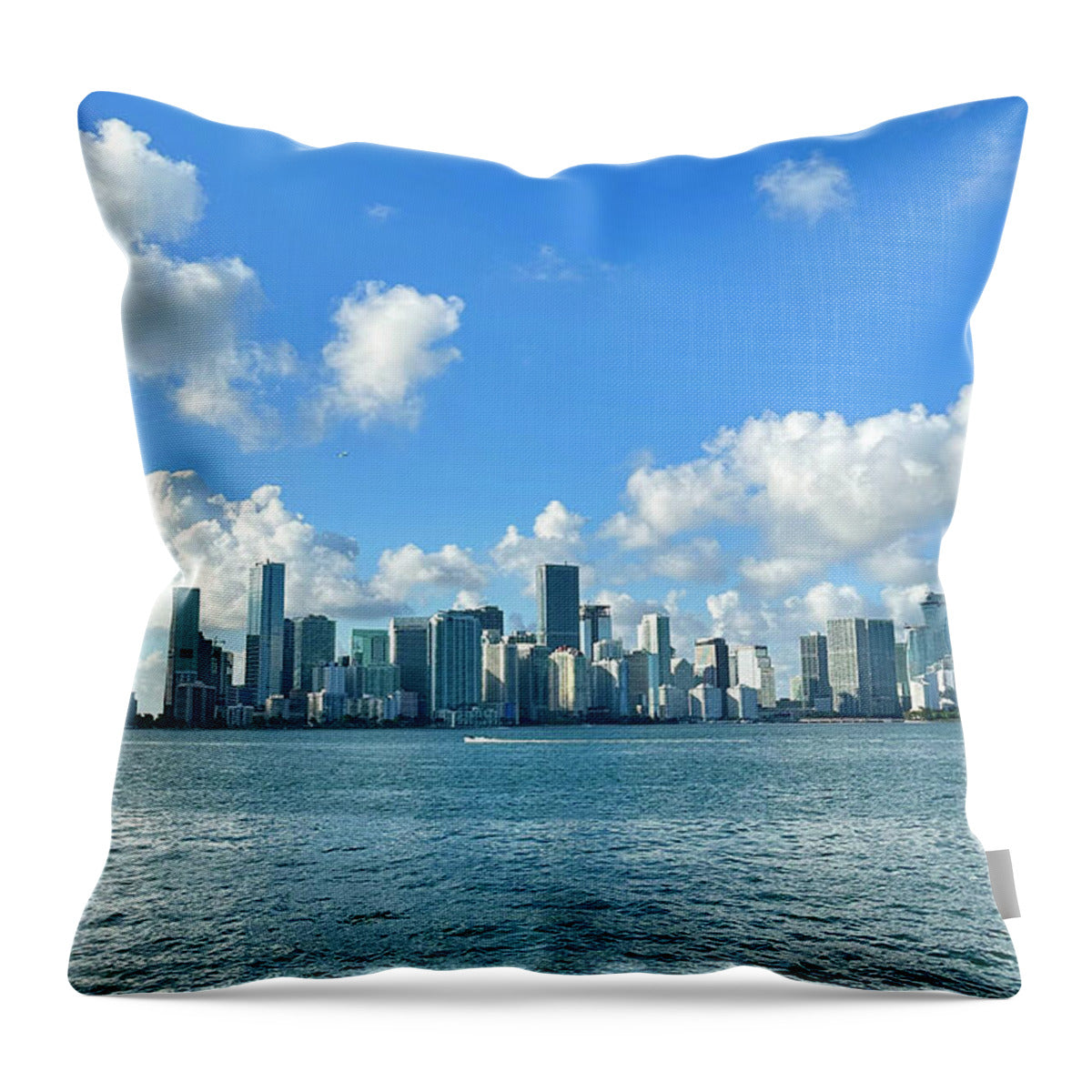 Brickell Bay depuis Key Biscayne en Floride - Coussin décoratif