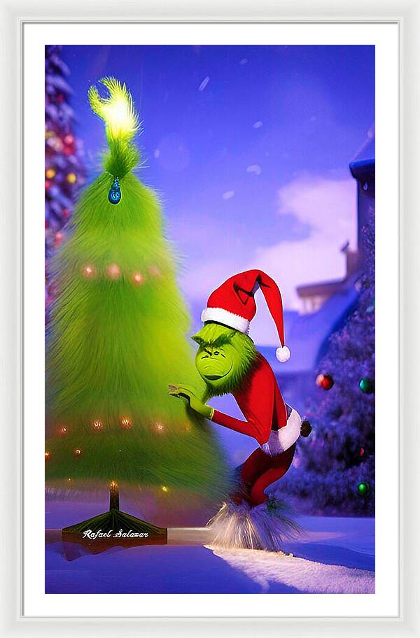 Mischief Grinch in the Christmas Glow - Framed Print