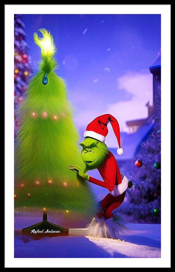 Mischief Grinch in the Christmas Glow - Framed Print