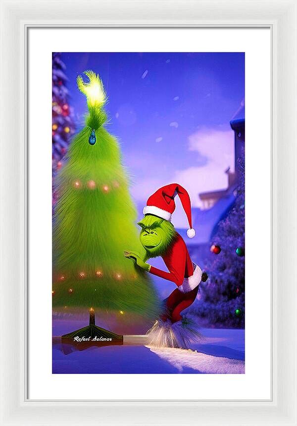 Mischief Grinch in the Christmas Glow - Framed Print