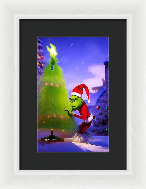 Mischief Grinch in the Christmas Glow - Framed Print