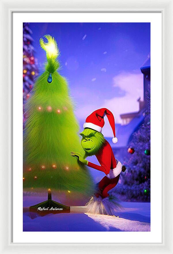 Mischief Grinch in the Christmas Glow - Framed Print