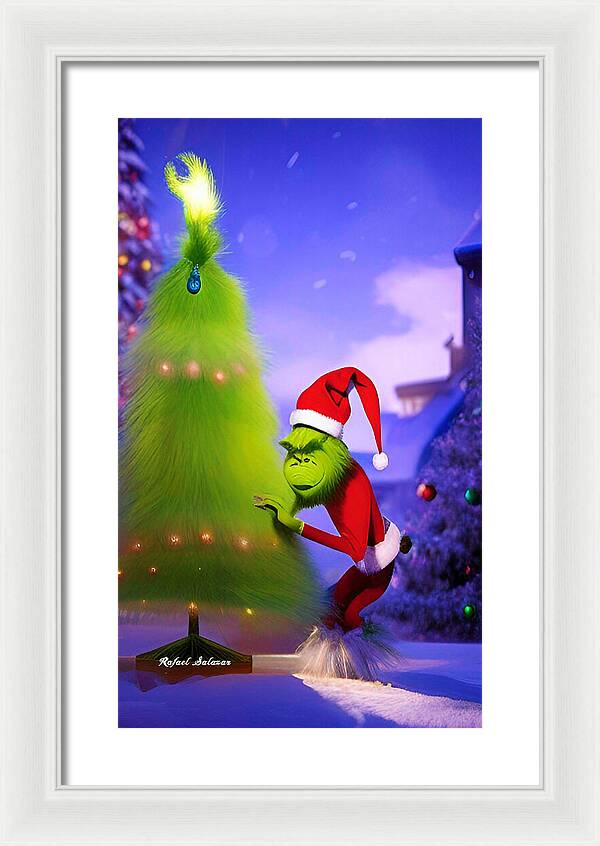 Mischief Grinch in the Christmas Glow - Framed Print