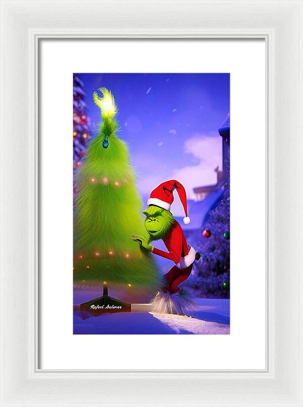 Mischief Grinch in the Christmas Glow - Framed Print