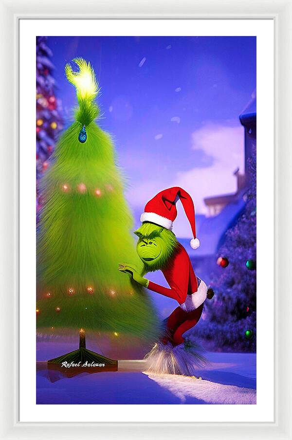 Mischief Grinch in the Christmas Glow - Framed Print