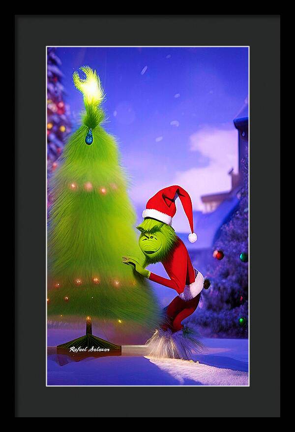 Mischief Grinch in the Christmas Glow - Framed Print