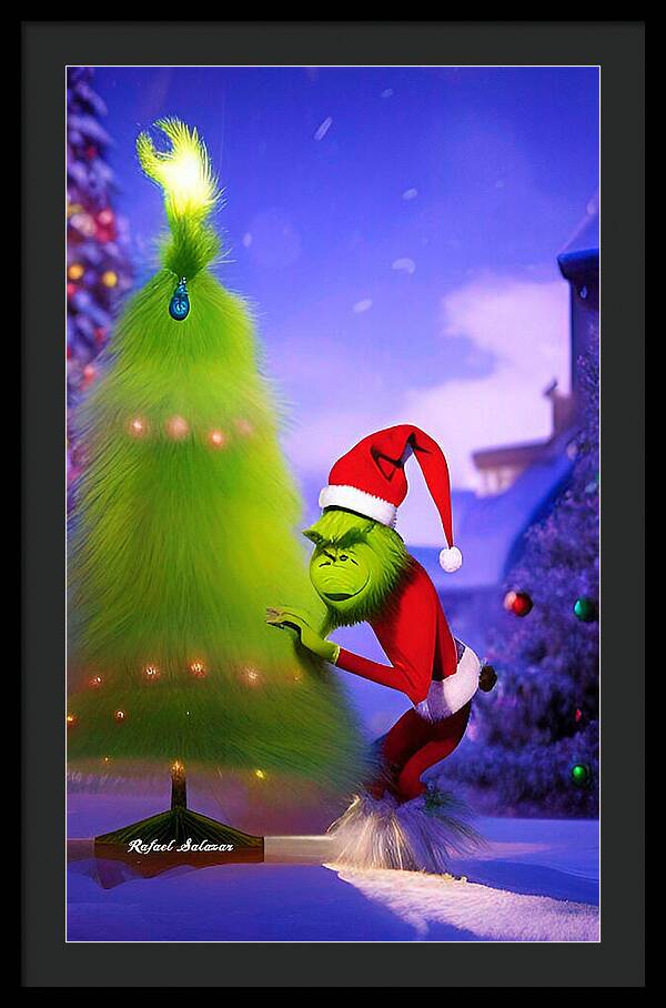 Mischief Grinch in the Christmas Glow - Framed Print