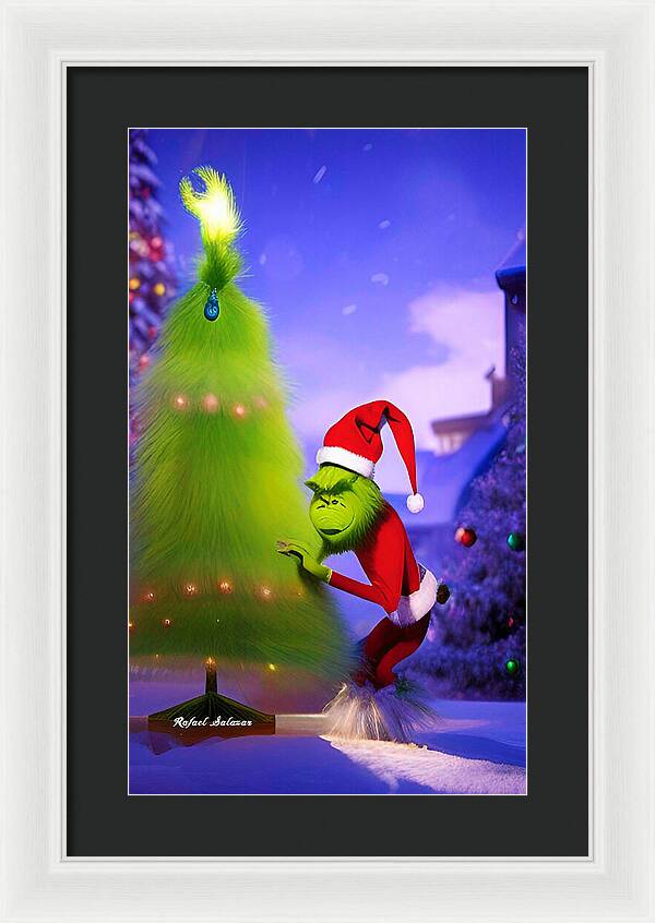 Mischief Grinch in the Christmas Glow - Framed Print