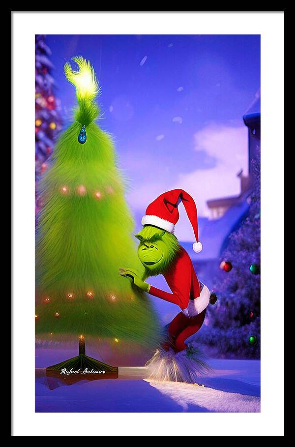 Mischief Grinch in the Christmas Glow - Framed Print