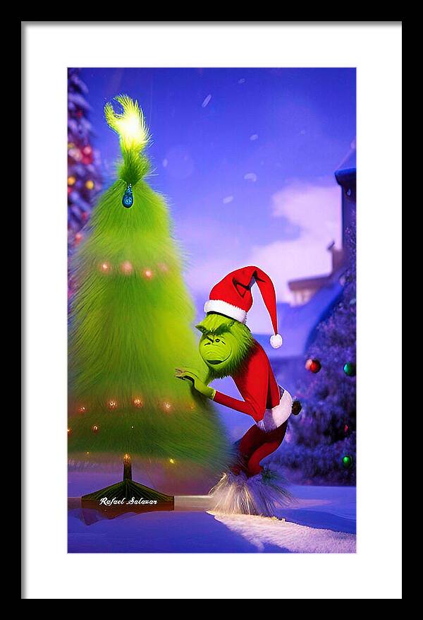 Mischief Grinch in the Christmas Glow - Framed Print