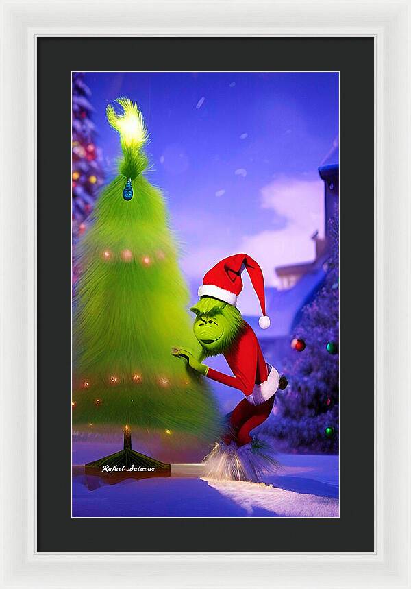 Mischief Grinch in the Christmas Glow - Framed Print