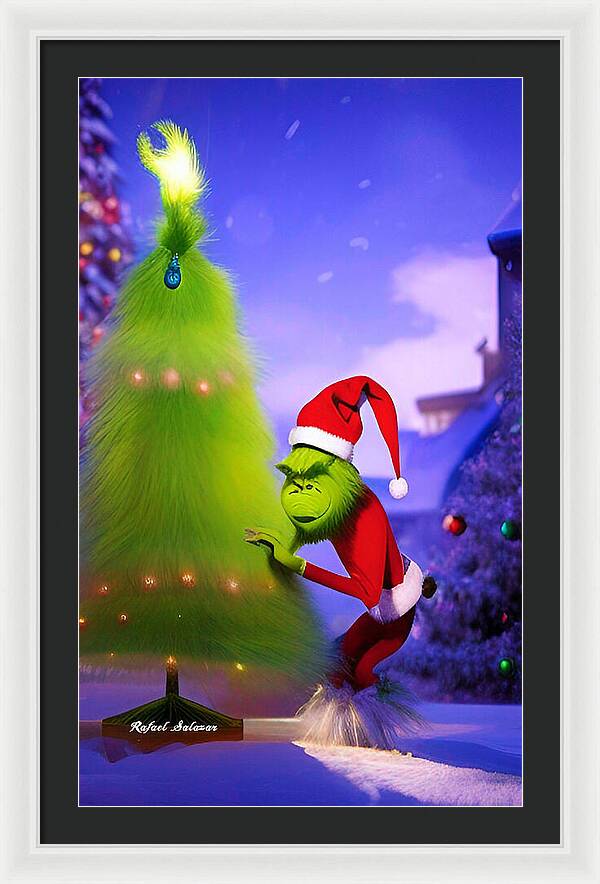 Mischief Grinch in the Christmas Glow - Framed Print