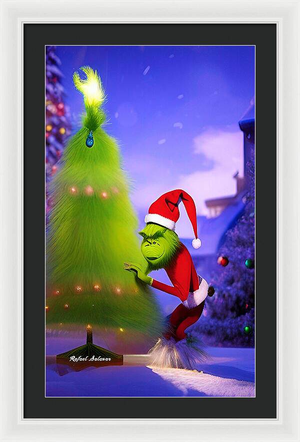 Mischief Grinch in the Christmas Glow - Framed Print