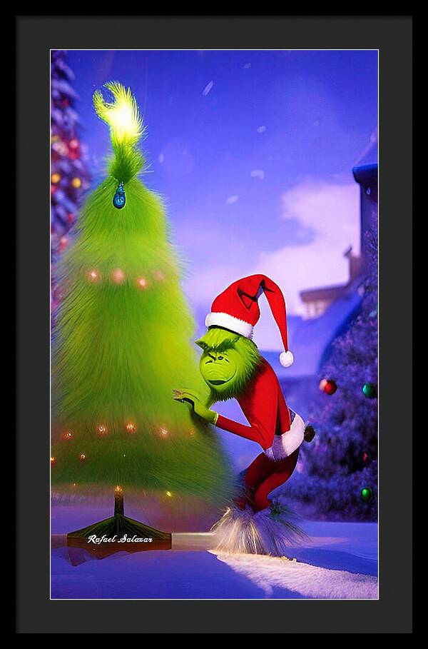 Mischief Grinch in the Christmas Glow - Framed Print