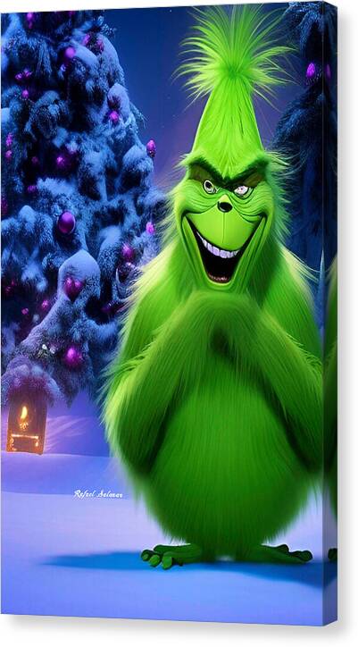 Scheming Grinch in Holiday Bliss - Canvas Print