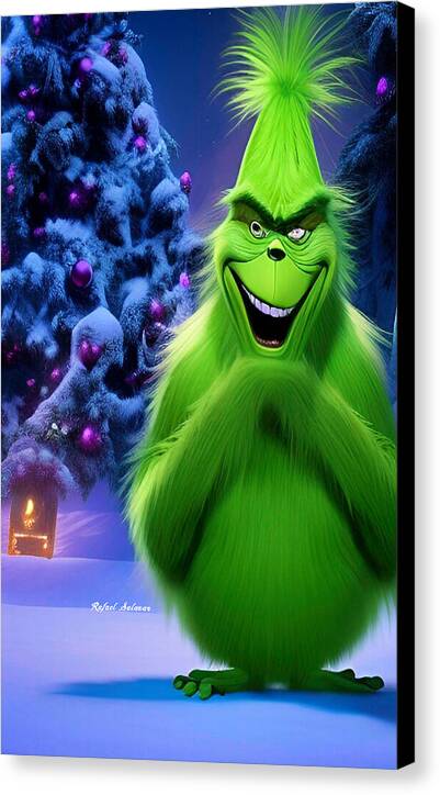 Scheming Grinch in Holiday Bliss - Canvas Print