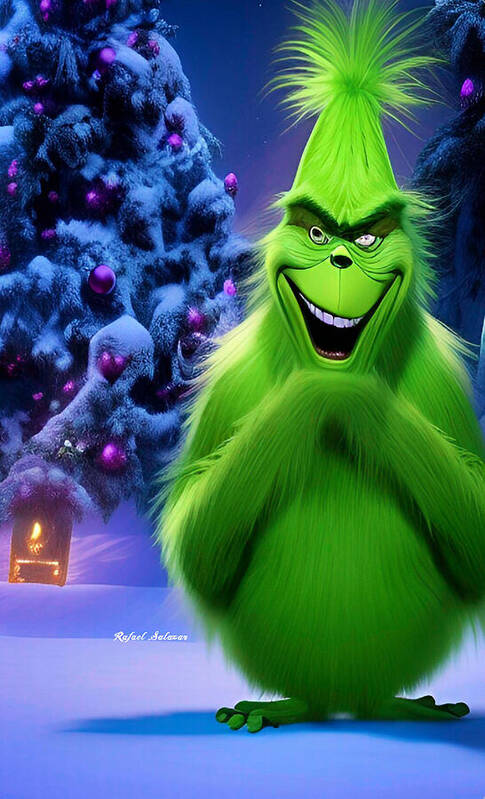 Scheming Grinch in Holiday Bliss - Art Print