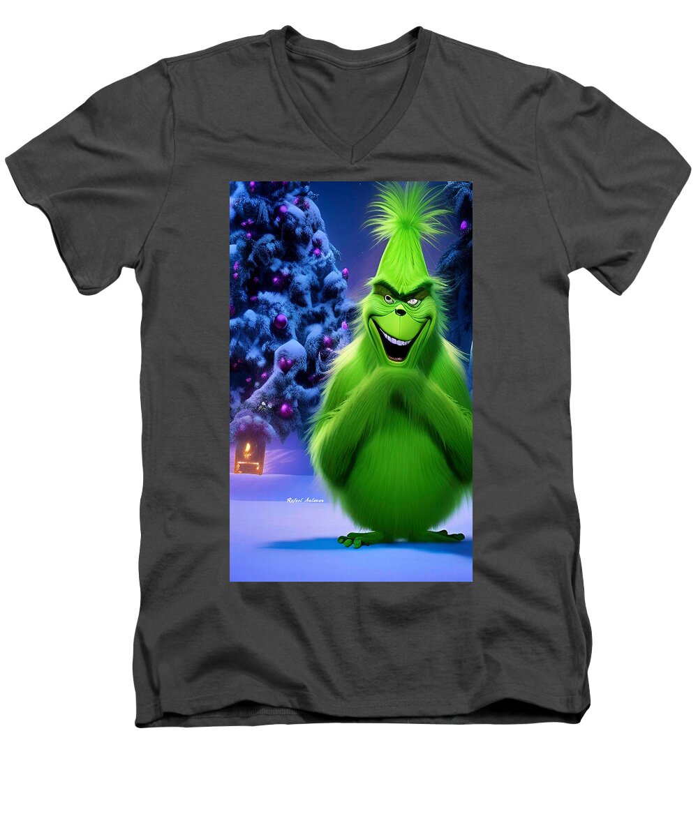 Scheming Grinch in Holiday Bliss - Men's V-Neck T-Shirt