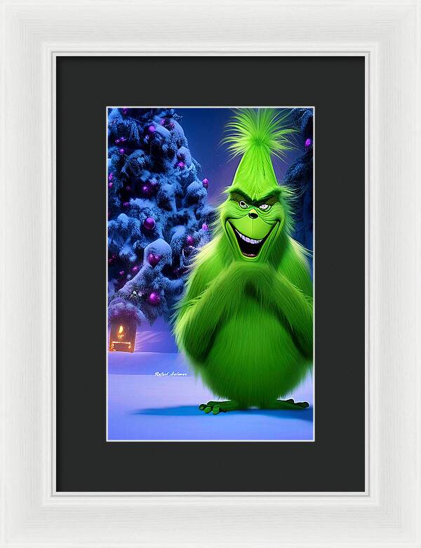 Scheming Grinch in Holiday Bliss - Framed Print