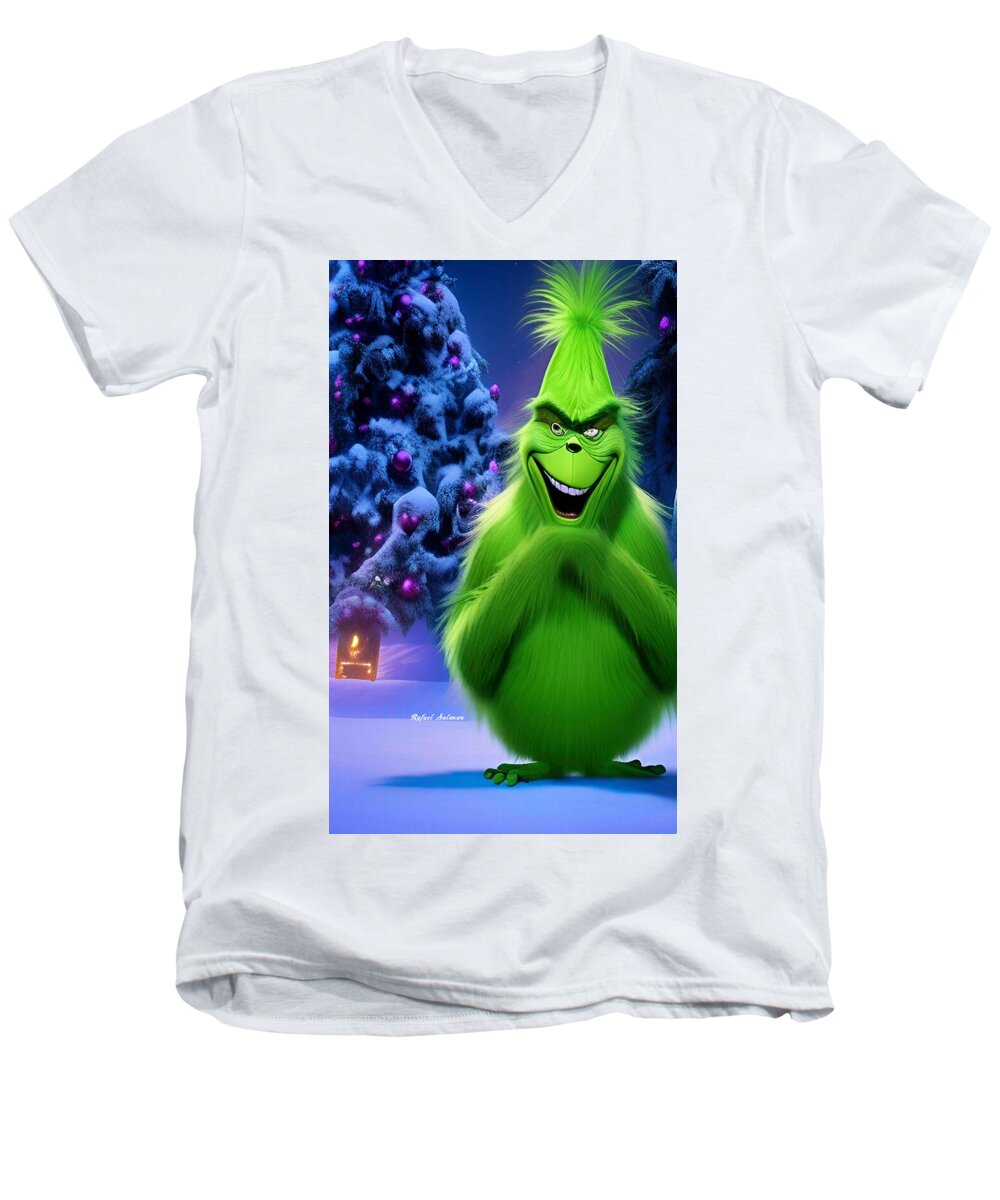 Scheming Grinch in Holiday Bliss - Men's V-Neck T-Shirt